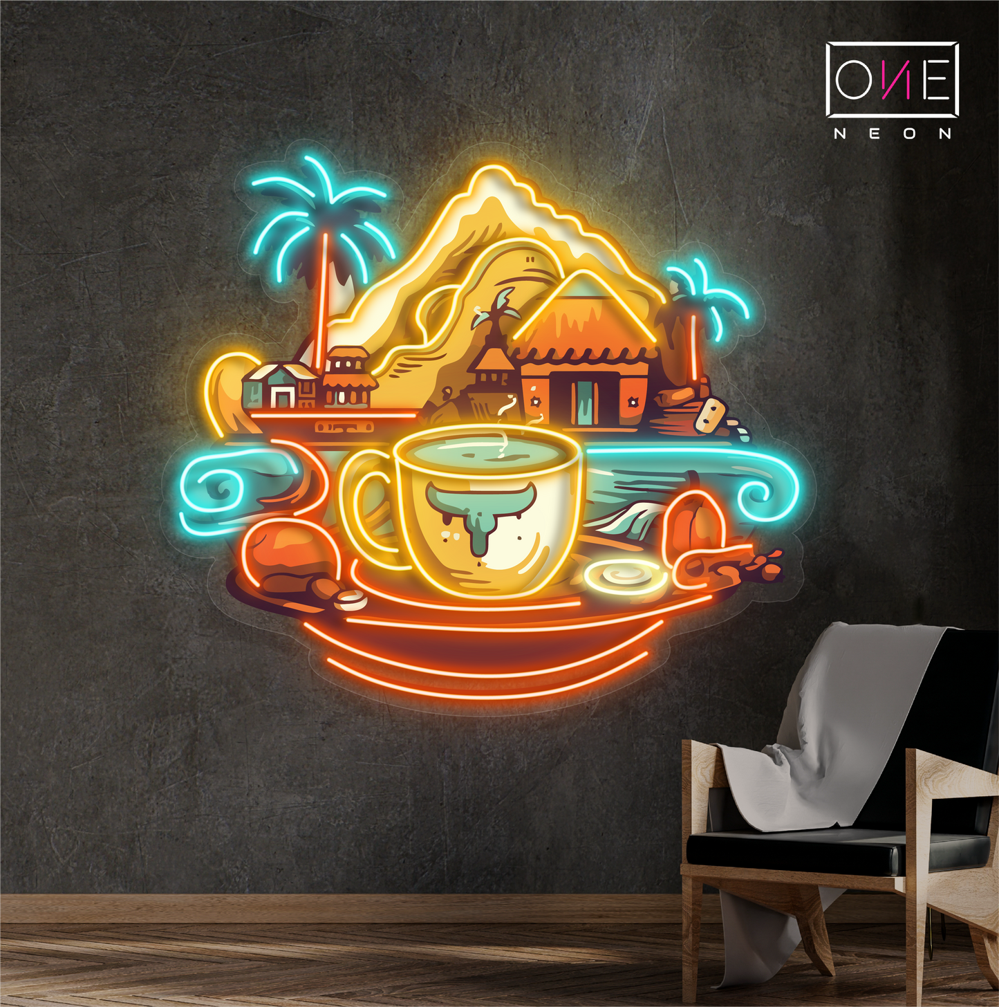 Enseigne néon LED œuvre d'art café de retraite de montagne