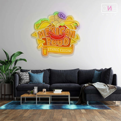 Enseigne lumineuse LED néon Œuvre d'art cuisine mexicaine