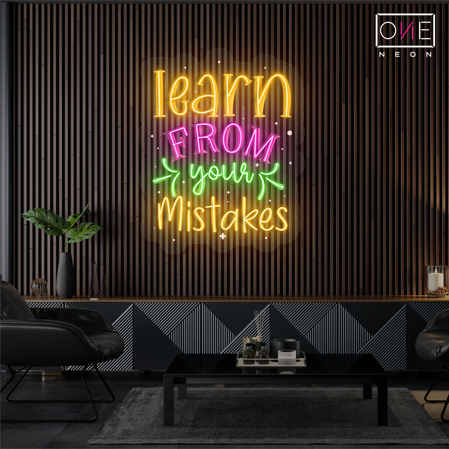 Enseigne lumineuse LED néon "Learn From Your Mistakes"