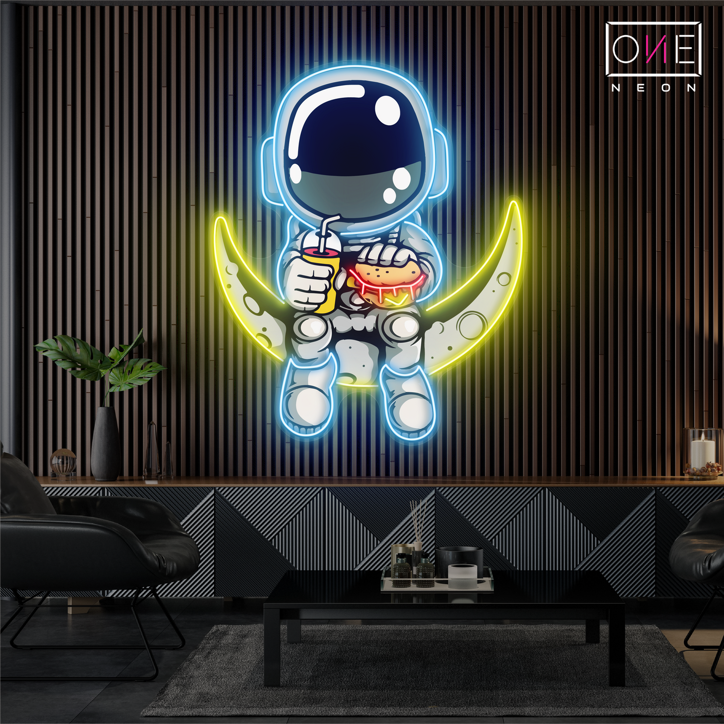 Enseigne néon LED Hamburger Astronaute