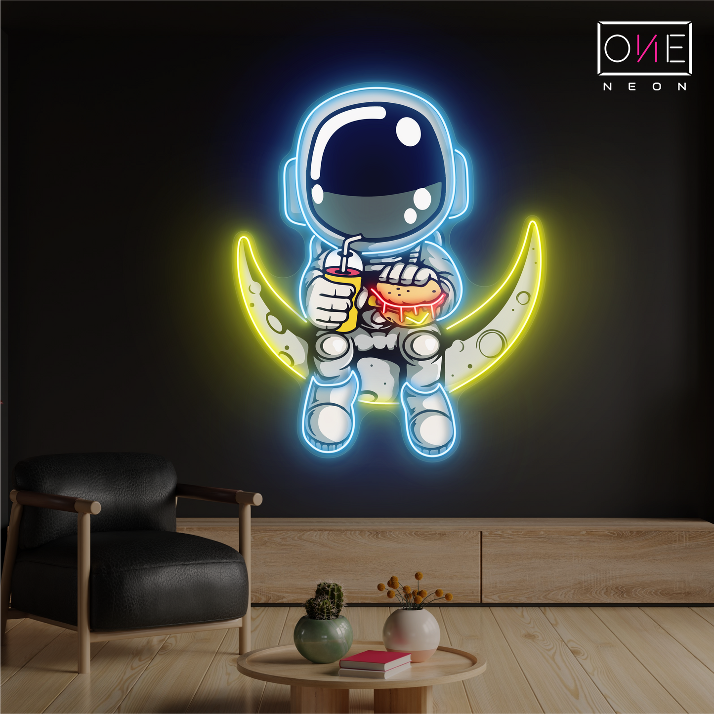 Enseigne néon LED Hamburger Astronaute