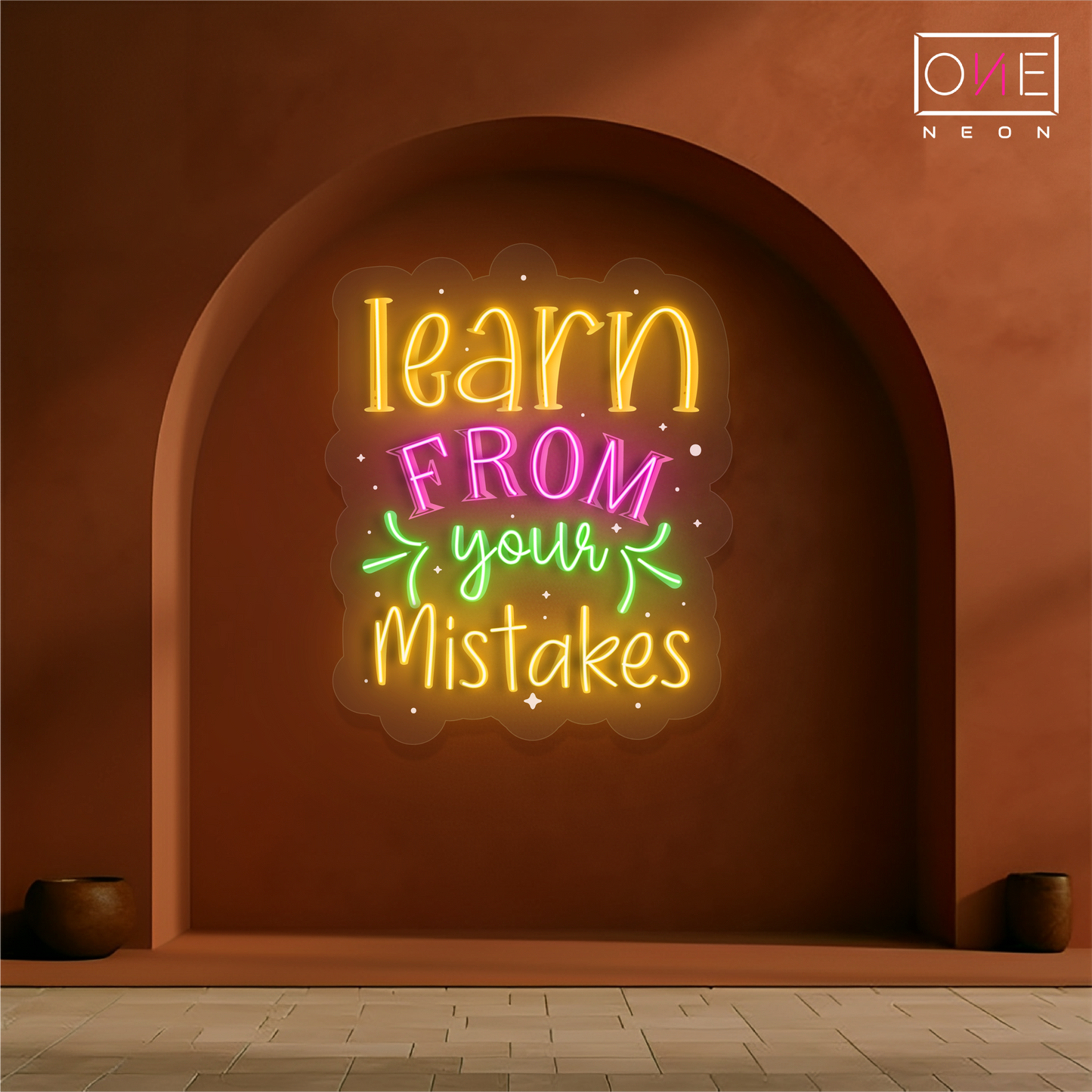 Enseigne lumineuse LED néon "Learn From Your Mistakes"
