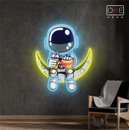 Enseigne néon LED Hamburger Astronaute
