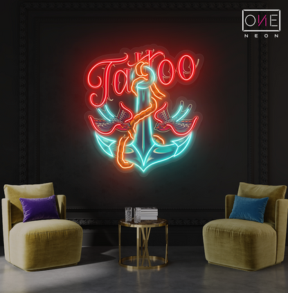Enseigne Néon LED Motif Tatouage Ancre