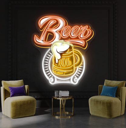 Enseigne LED néon décorative Bière givrée