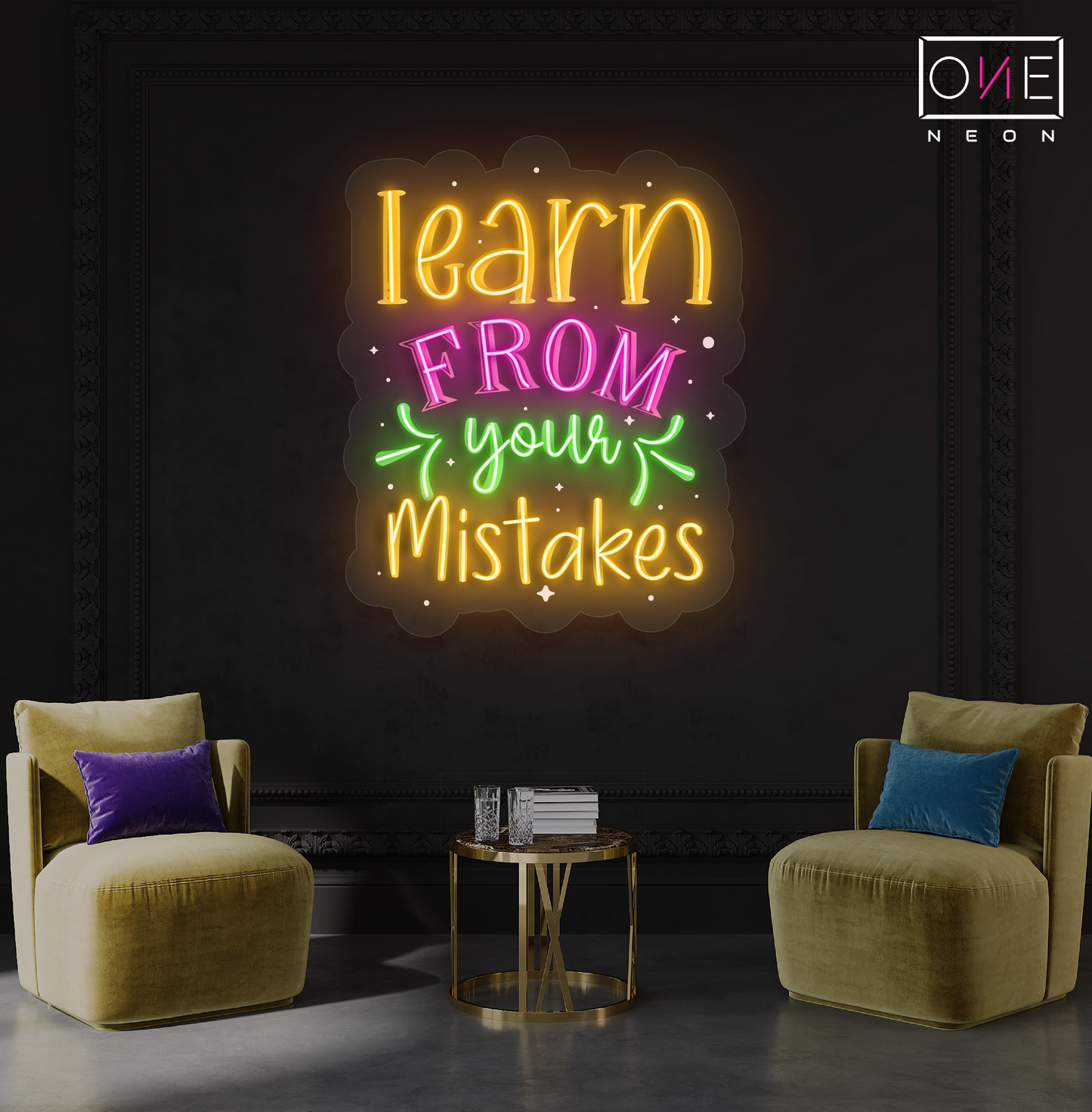 Enseigne lumineuse LED néon "Learn From Your Mistakes"
