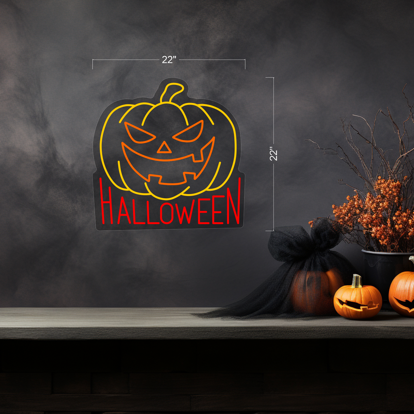 Citrouille d'Halloween Enseigne Néon LED