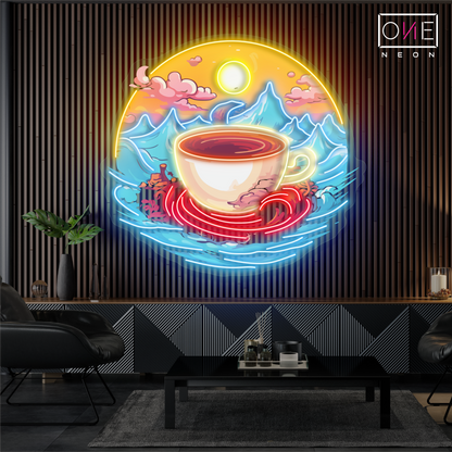 Enseigne LED Néon Décoration Murale Café Sérénité du Lever du Soleil