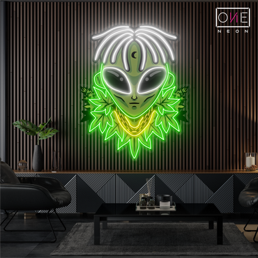 Enseigne néon LED Alien Leaf King Artwork