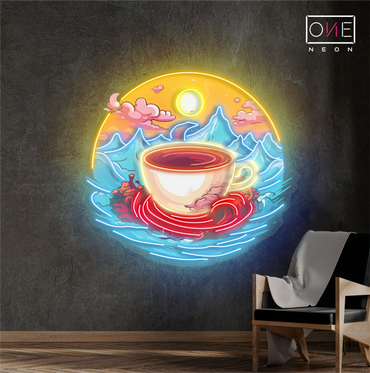 Enseigne LED Néon Décoration Murale Café Sérénité du Lever du Soleil