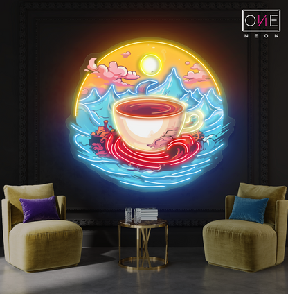 Enseigne LED Néon Décoration Murale Café Sérénité du Lever du Soleil