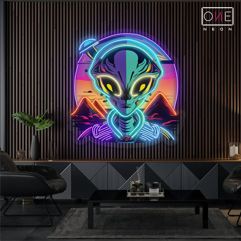 Enseigne néon LED "Rencontre mystique avec un extraterrestre"