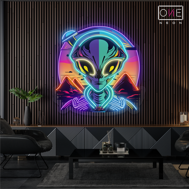 Enseigne néon LED "Rencontre mystique avec un extraterrestre"