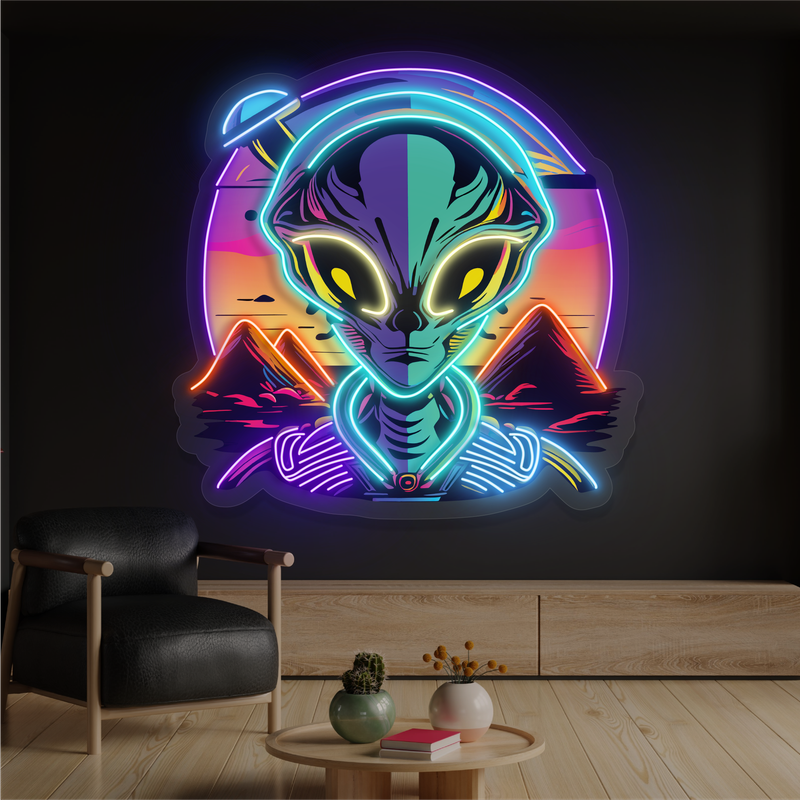 Enseigne néon LED "Rencontre mystique avec un extraterrestre"