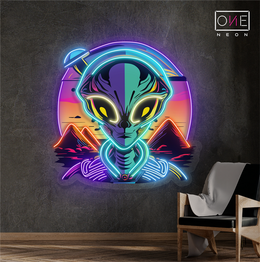 Enseigne néon LED "Rencontre mystique avec un extraterrestre"