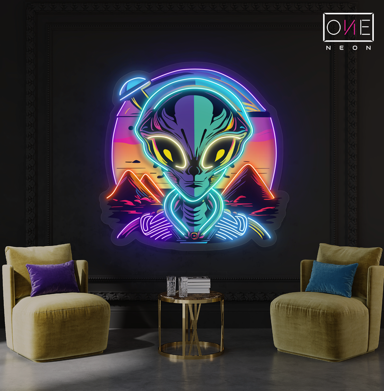 Enseigne néon LED "Rencontre mystique avec un extraterrestre"