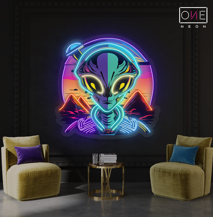 Enseigne néon LED "Rencontre mystique avec un extraterrestre"