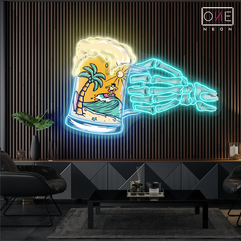 Enseigne Néon LED "Skeleton's Beach Beer"
