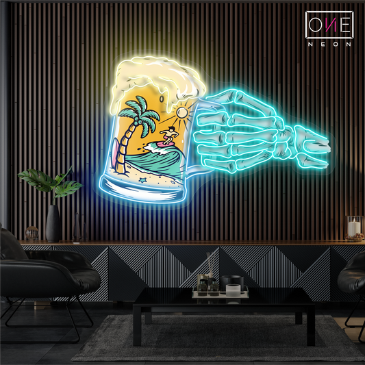 Enseigne Néon LED "Skeleton's Beach Beer"