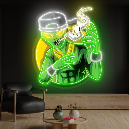 Enseigne néon LED "Street Alien Smoke Artwork"