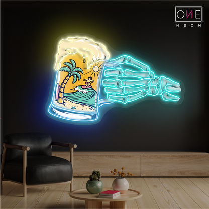 Enseigne Néon LED "Skeleton's Beach Beer"