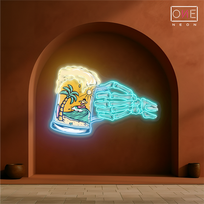 Enseigne Néon LED "Skeleton's Beach Beer"