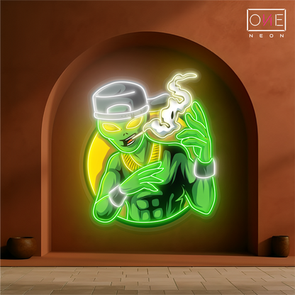 Enseigne néon LED "Street Alien Smoke Artwork"