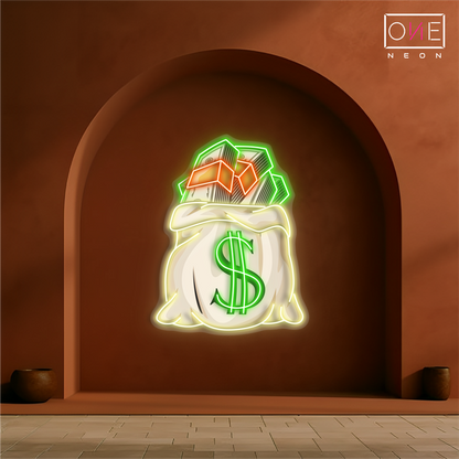 Enseigne néon LED Sac d'argent