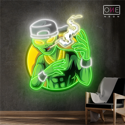 Enseigne néon LED "Street Alien Smoke Artwork"