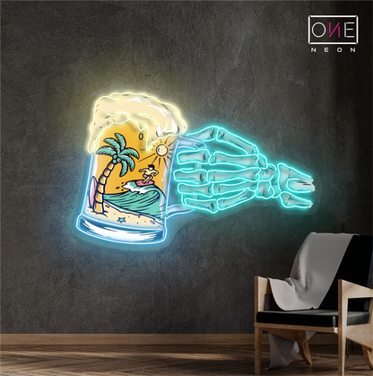 Enseigne Néon LED "Skeleton's Beach Beer"