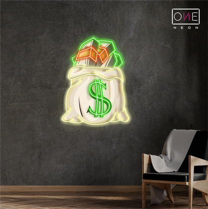 Enseigne néon LED Sac d'argent