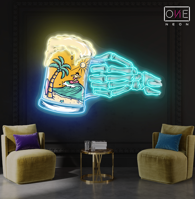 Enseigne Néon LED "Skeleton's Beach Beer"