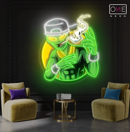 Enseigne néon LED "Street Alien Smoke Artwork"