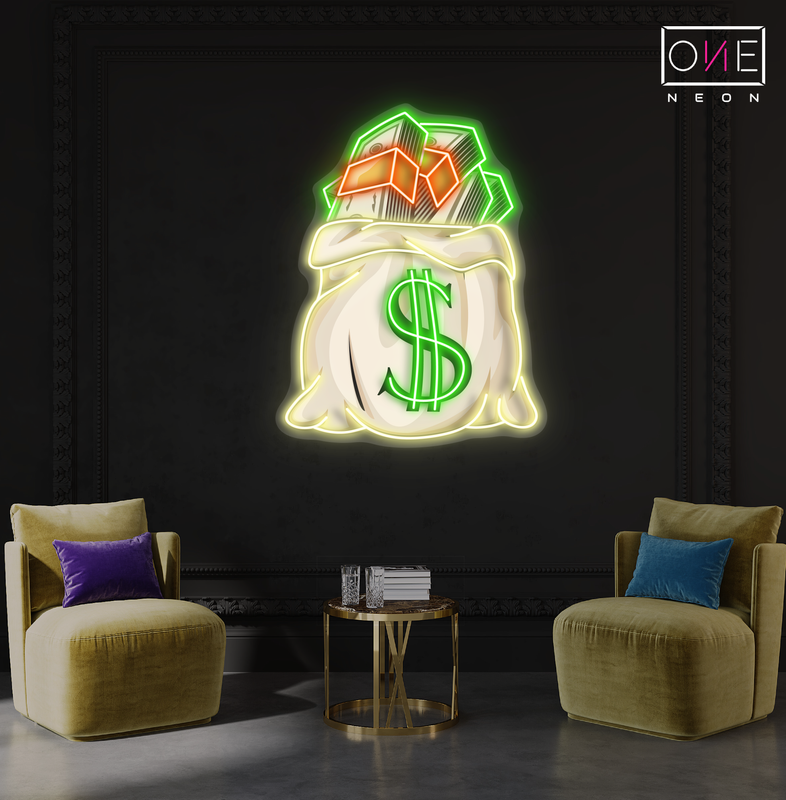 Enseigne néon LED Sac d'argent