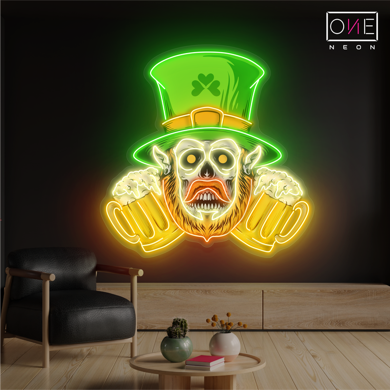 Enseigne néon LED murale « Haunted St. Paddy's Brew Artwork »