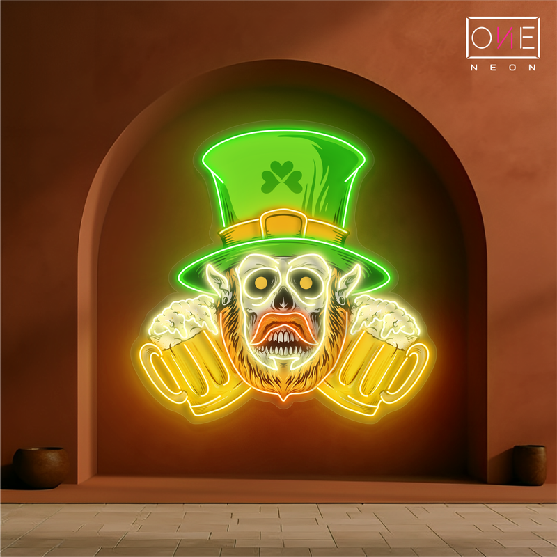 Enseigne néon LED murale « Haunted St. Paddy's Brew Artwork »