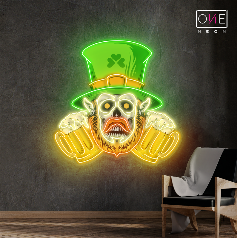Enseigne néon LED murale « Haunted St. Paddy's Brew Artwork »