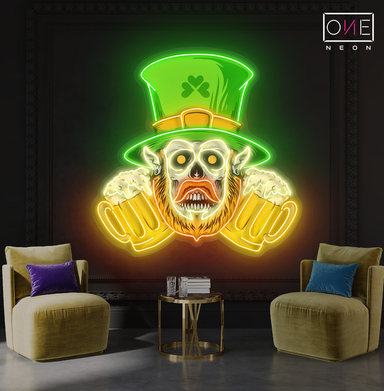 Enseigne néon LED murale « Haunted St. Paddy's Brew Artwork »