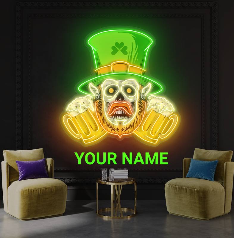 Enseigne néon LED murale « Haunted St. Paddy's Brew Artwork »