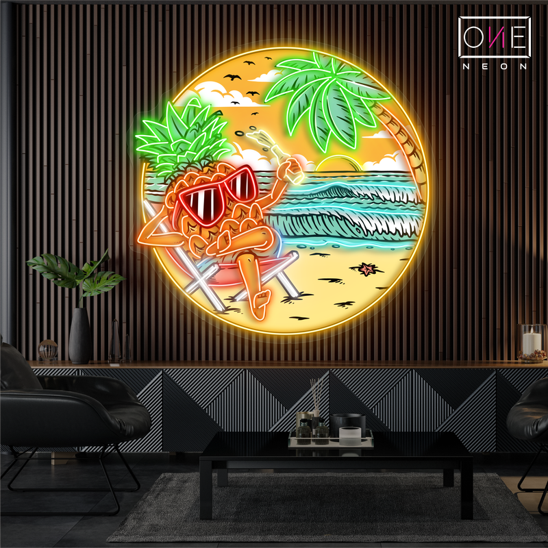Enseigne néon LED ananas paradisiaque