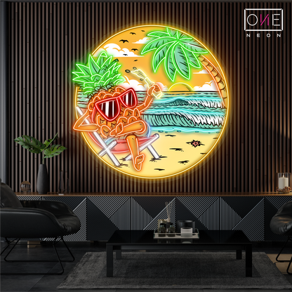 Enseigne néon LED ananas paradisiaque