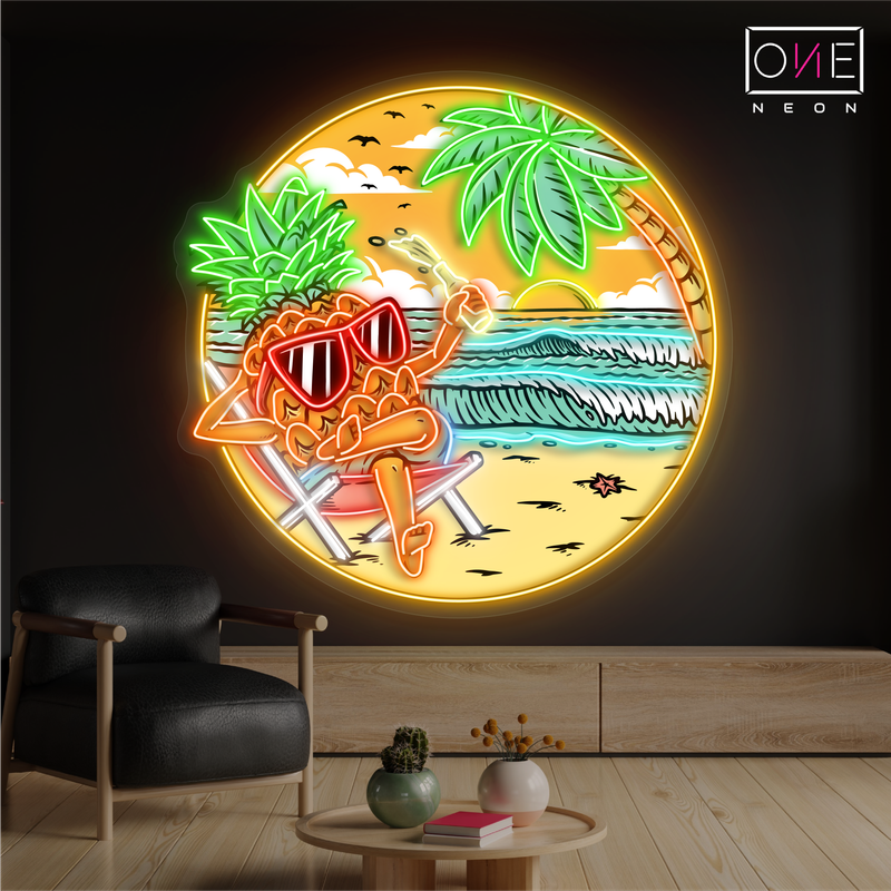 Enseigne néon LED ananas paradisiaque