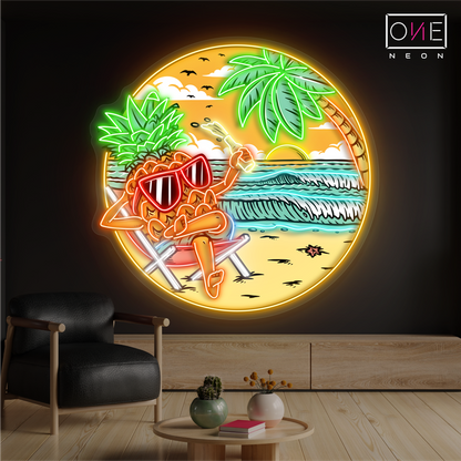 Enseigne néon LED ananas paradisiaque