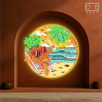 Enseigne néon LED ananas paradisiaque