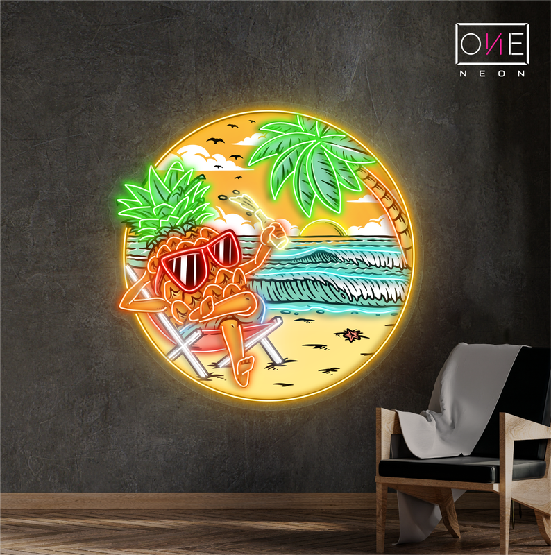 Enseigne néon LED ananas paradisiaque