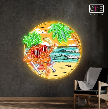 Enseigne néon LED ananas paradisiaque