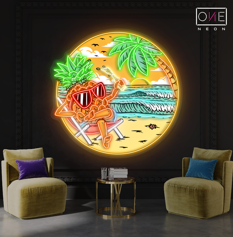 Enseigne néon LED ananas paradisiaque