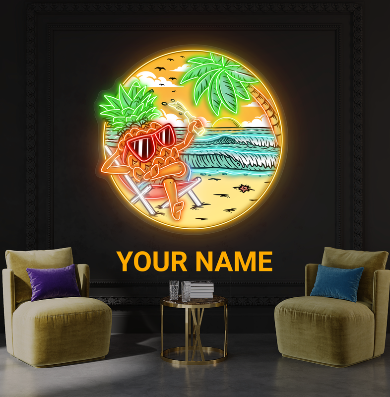 Enseigne néon LED ananas paradisiaque