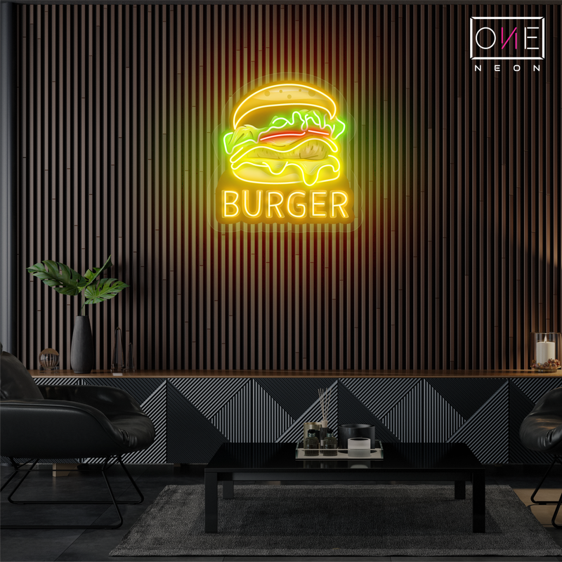 Enseigne lumineuse LED néon Burger Artwork