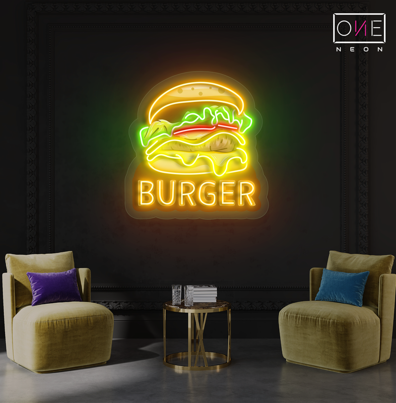 Enseigne lumineuse LED néon Burger Artwork